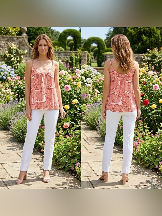Michael Kors Tops - Michael Kors Women’s Orange  Paisley Pattern Sleeveless Too Blouse Size Medium